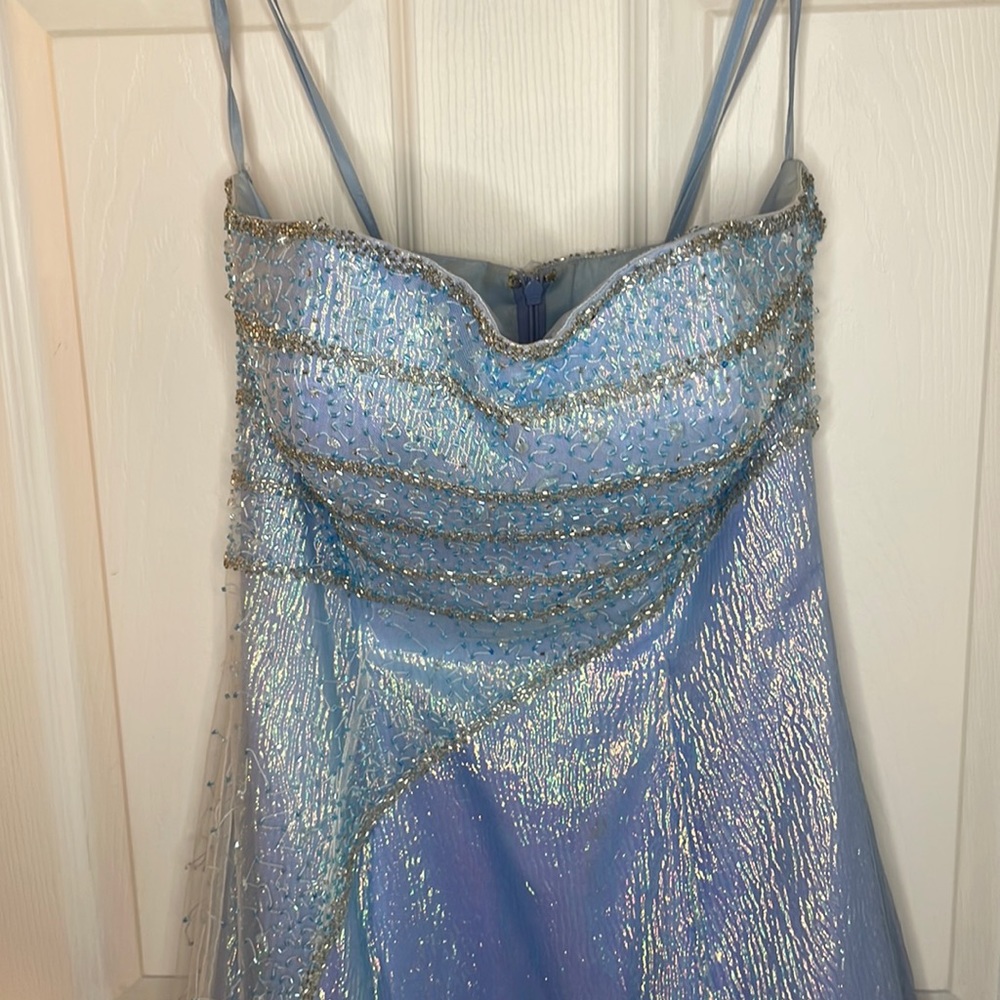 Ice Blue Strapless Prom Dress